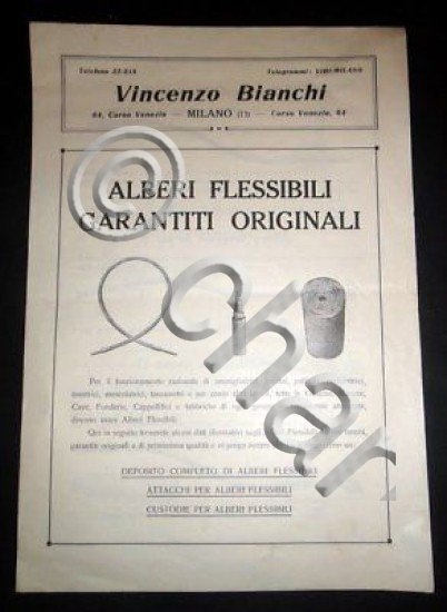 Brochure Bianchi Milano Alberi Flessibili 1930 ca.
