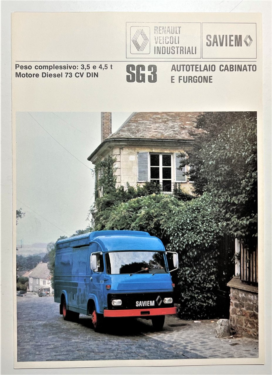 Brochure Camion Renault - Saviem SG3 Autotelaio Cabinato e Furgone …