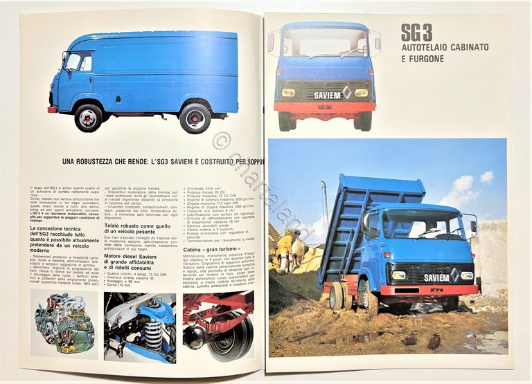 Brochure Camion Renault - Saviem SG3 Autotelaio Cabinato e Furgone …