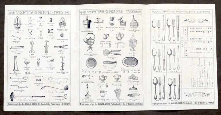 Brochure Catalogo Argenteria Christofle di Parigi - 1905