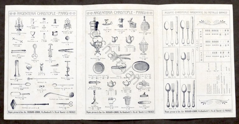 Brochure Catalogo Argenteria Christofle di Parigi - 1905