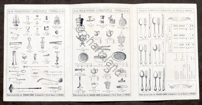 Brochure Catalogo Argenteria Christofle di Parigi - 1905