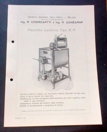 Brochure Cucina - Chieregatti - Macchina Lavatrice Tipo A. F. | Immagine principale