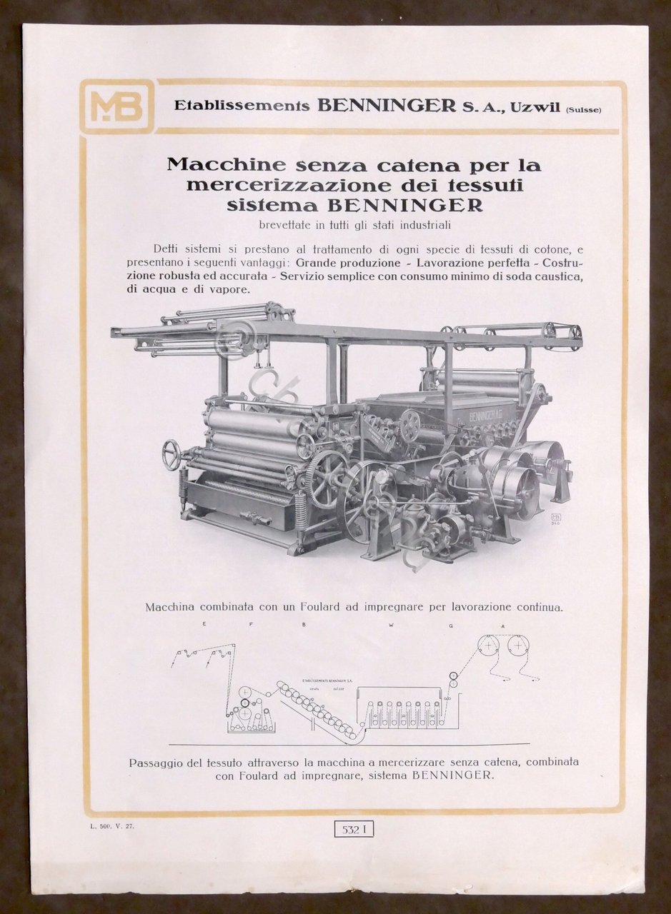 Brochure Industria Tessile - Macchine mercerizzazione - Benninger - anni …