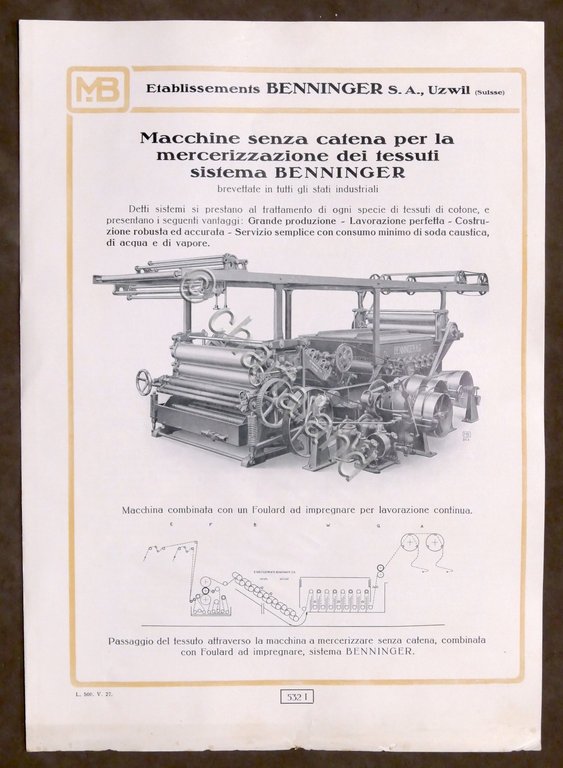 Brochure Industria Tessile - Macchine mercerizzazione - Benninger - anni …