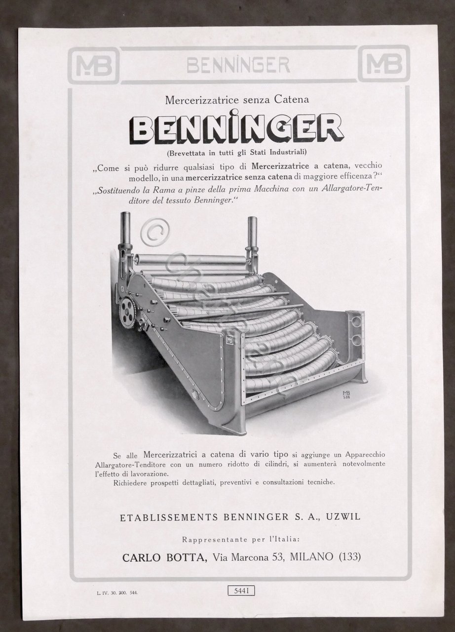 Brochure Industria Tessile - Mercerizzatrice senza Catena - Benninger - …