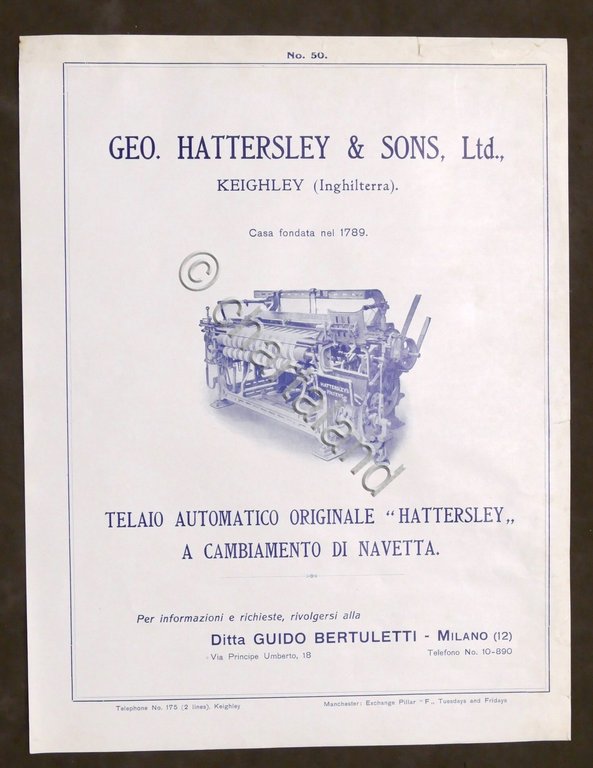 Brochure Industria Tessile - Telaio Automatico - Hattersley - Keighley …