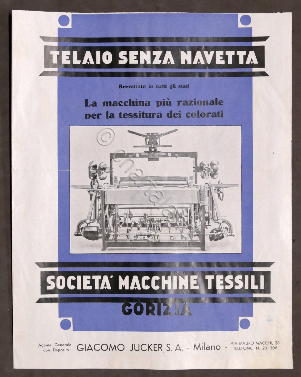 Brochure Industria Tessile - Telaio senza navetta Soc. Macchine Tessili …