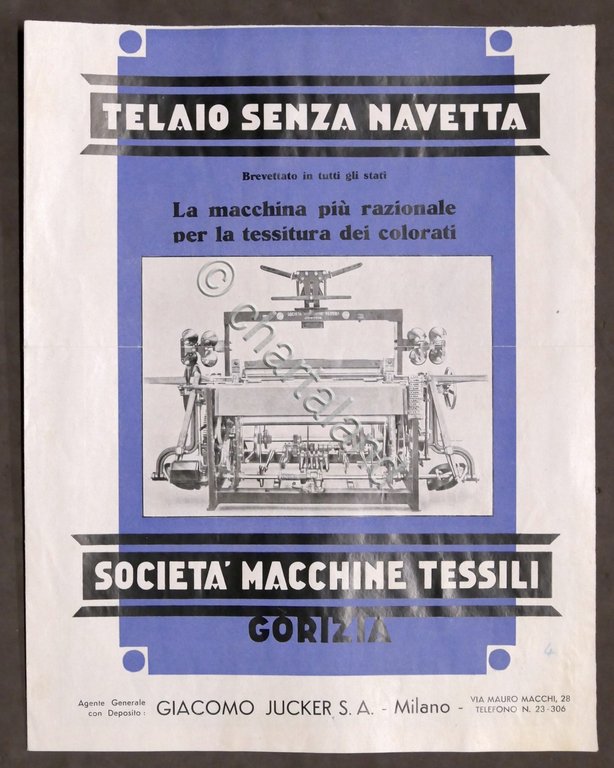 Brochure Industria Tessile - Telaio senza navetta Soc. Macchine Tessili …