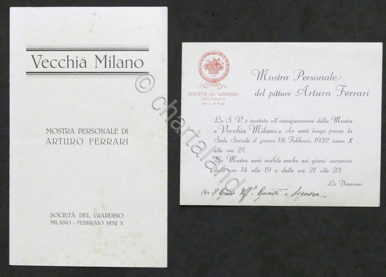 Brochure + invito Mostra personale di Arturo Ferrari - Vecchia …