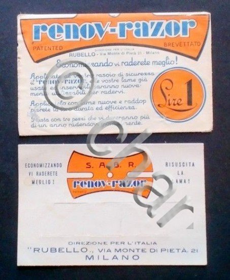 Brochure Lametta Rasoio - Renov-Razor - Brevettato