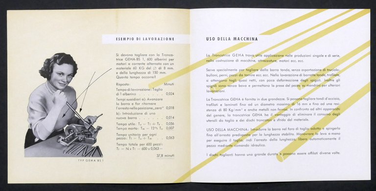 Brochure macchina troncatrice - Troncatore GEHA - Milano - 1963