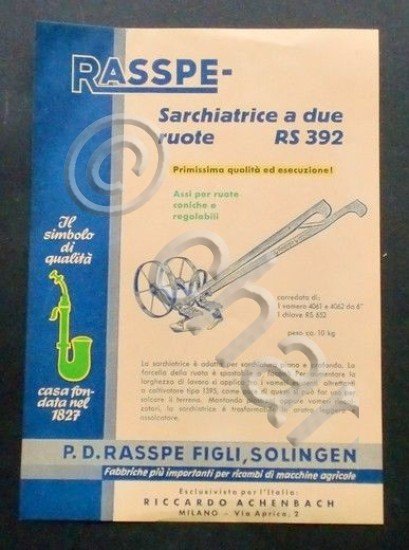 Brochure Macchine Agricole - Rasspe - Sarchiatrice a due ruote …
