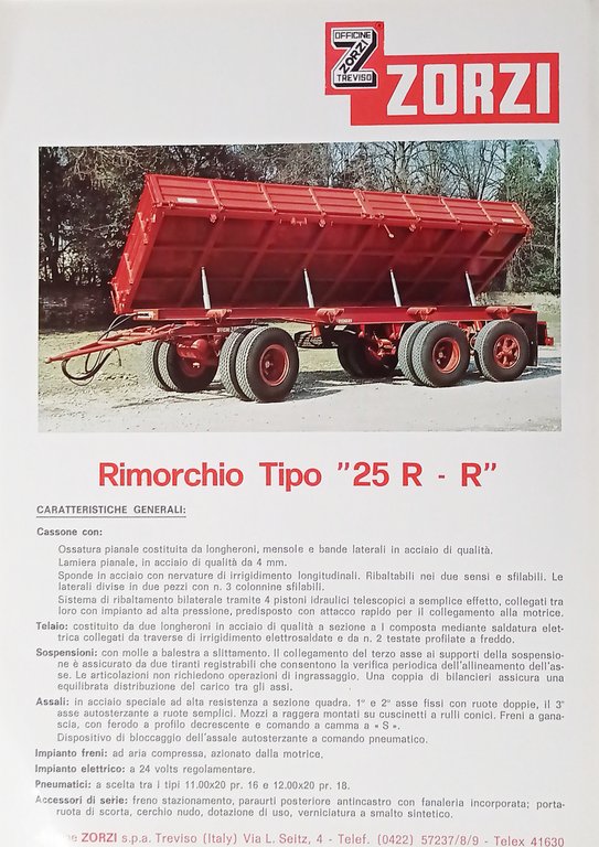 Brochure Officine Treviso ZORZI - Rimorchio Tipo 25 R- R … | Immagine Gallery 1