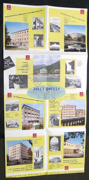 Brochure pubblicitaria Jolly Hotels in Italia - 1954