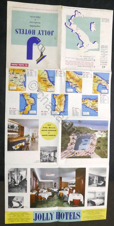 Brochure pubblicitaria Jolly Hotels in Italia - 1954