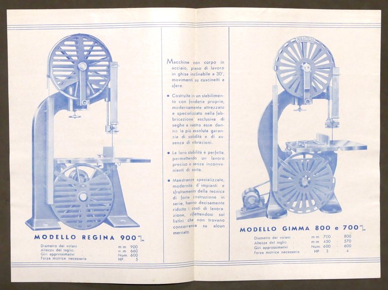 Brochure Seghe a Nastro Centauro - Carpi - 1930 ca.