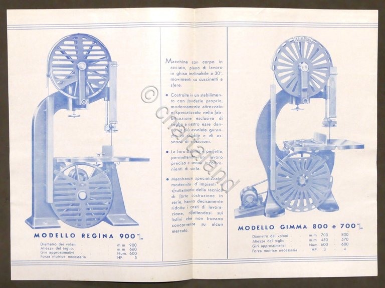 Brochure Seghe a Nastro Centauro - Carpi - 1930 ca.