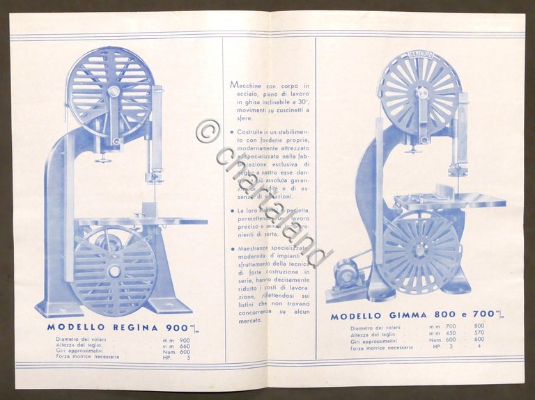 Brochure Seghe a Nastro Centauro - Carpi - 1930 ca.