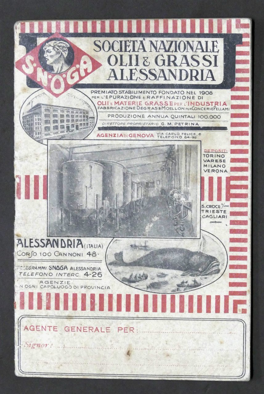 Brochure Società Nazionale Olii e Grassi Alessandria - 1930 ca.