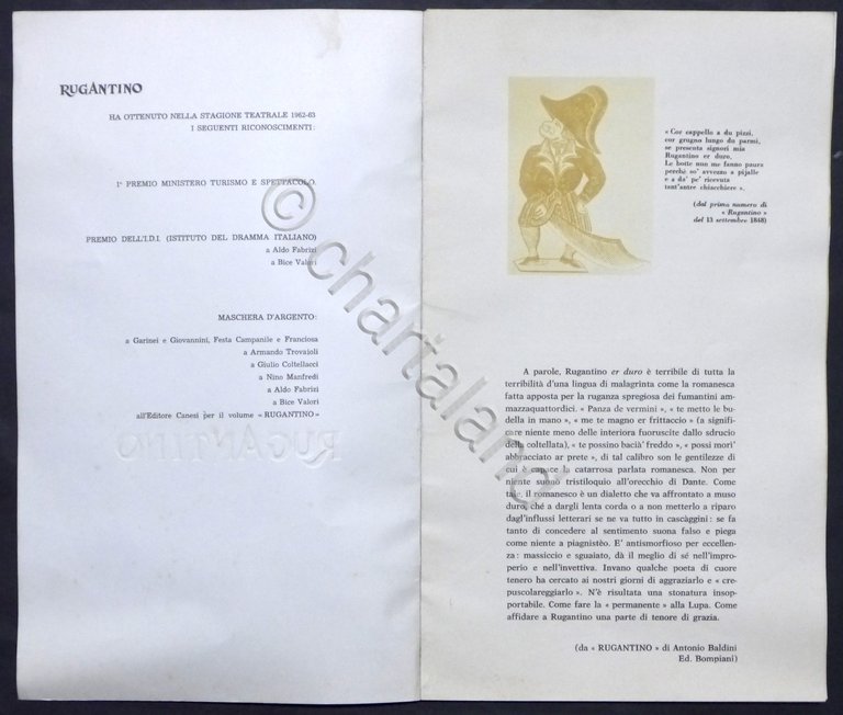 Brochure Teatro - Rugantino con Nino Manfredi e Ornella Vanoni …