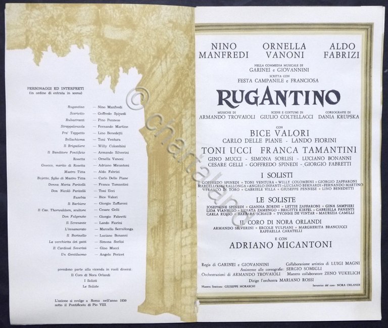 Brochure Teatro - Rugantino con Nino Manfredi e Ornella Vanoni …