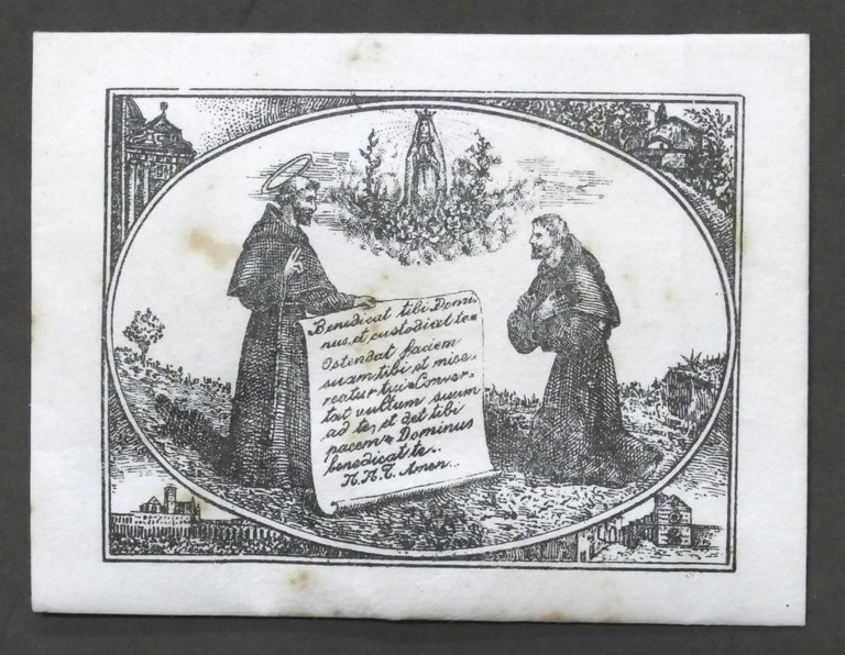Bustina con polvere raccolta intorno all'Urna di S. Francesco di Assisi 1900 ca.