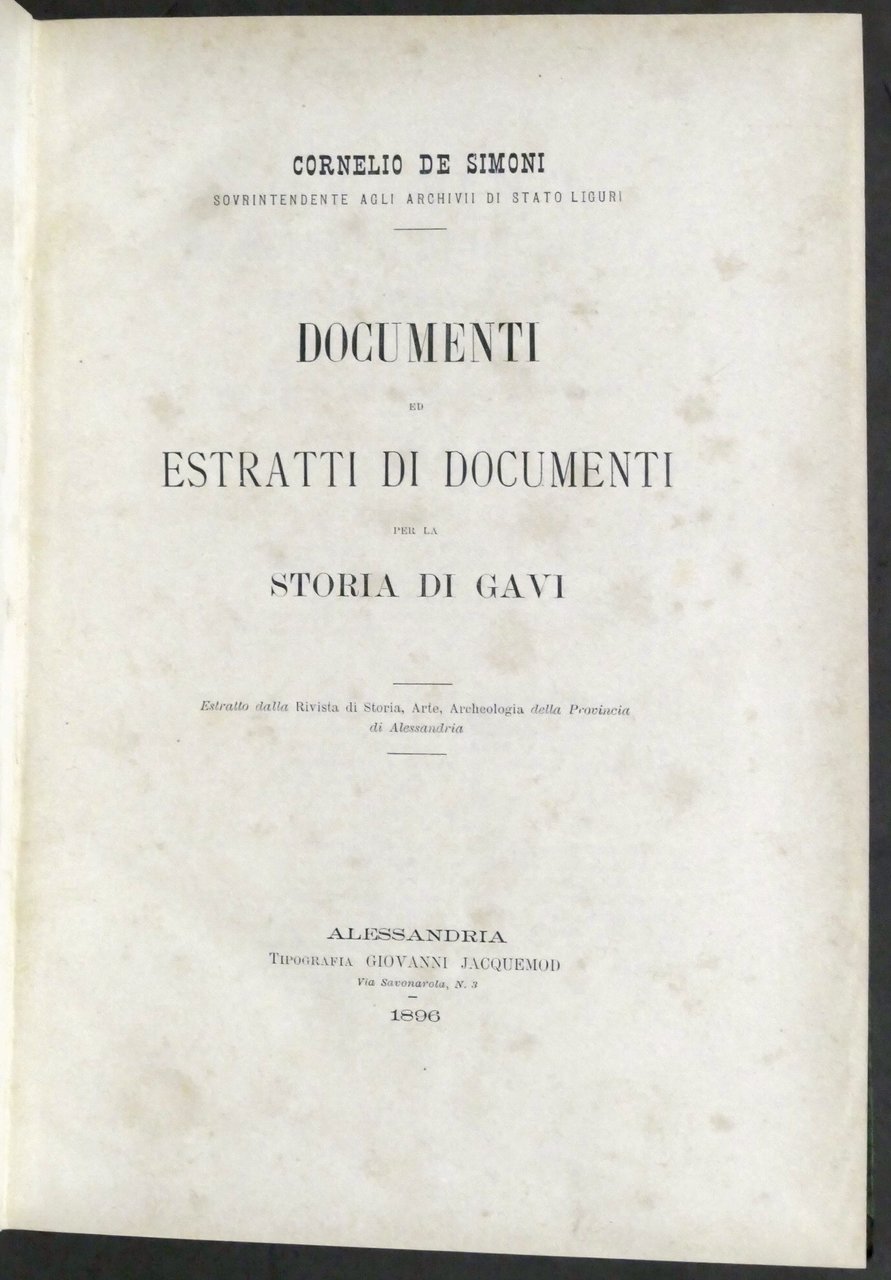 C. De Simoni - Documenti ed estratti di documenti per … | Immagine principale
