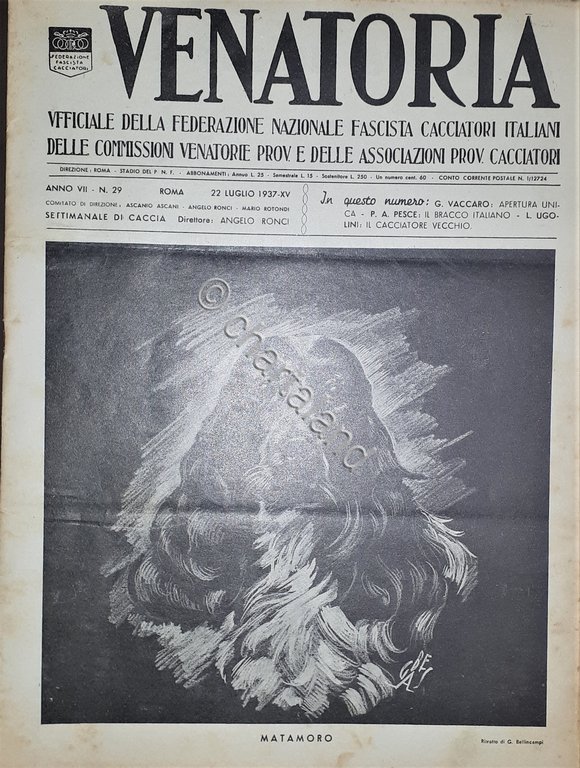 Caccia Rivista - Venatoria N. 29 - Matamoro - 1937