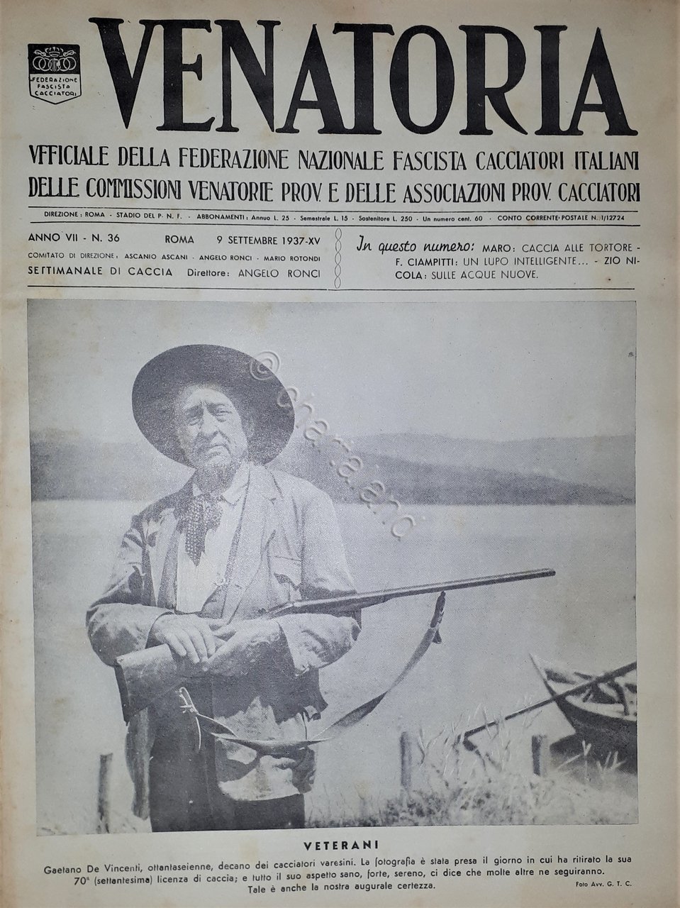 Caccia Rivista - Venatoria N. 36 - Veterani - 1937