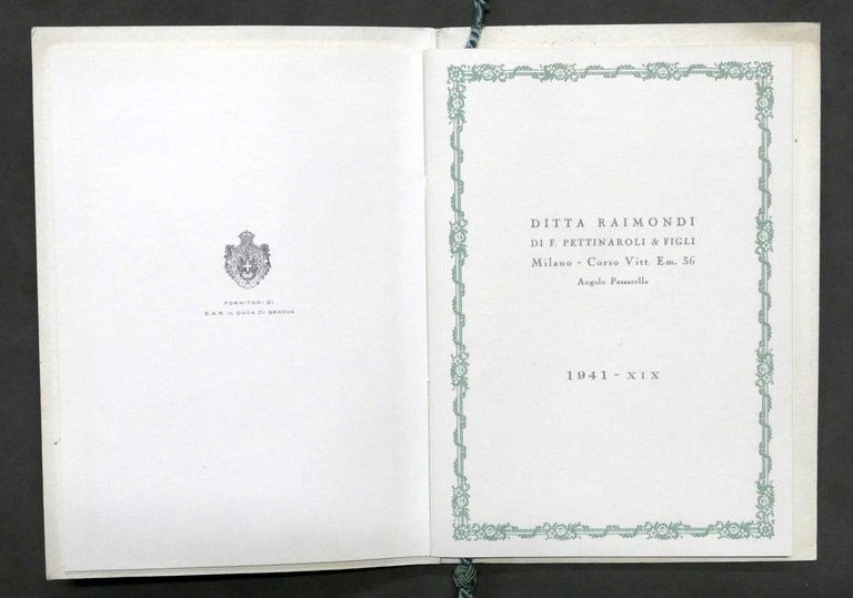 Calendario 1941 - Edizione omaggio Ditta Raimondi di Pettinaroli - …