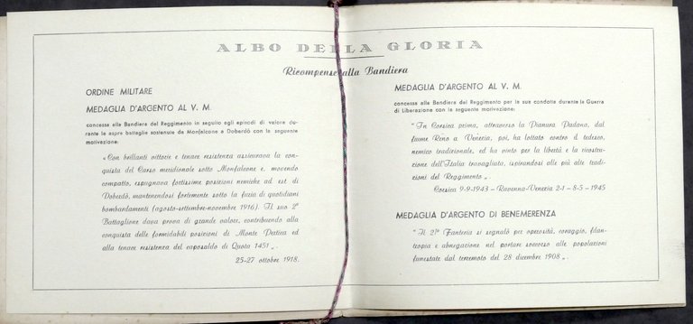 Calendario 21° Reggimento Fanteria Cremona - Anno 1953