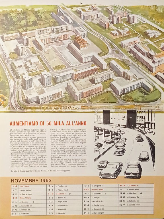 Calendario da Parete - Comune di Milano - 1962