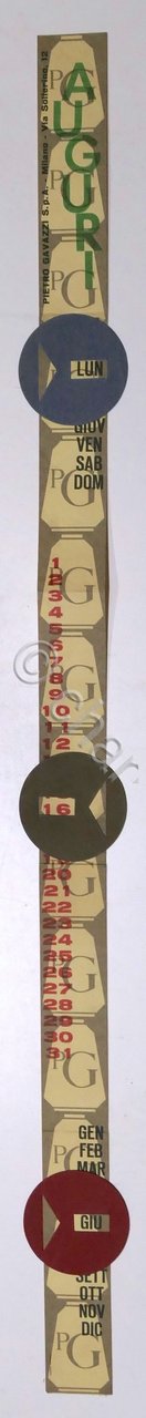 Calendario ditta Pietro Gavazzi S.p.A. Milano - anni '60