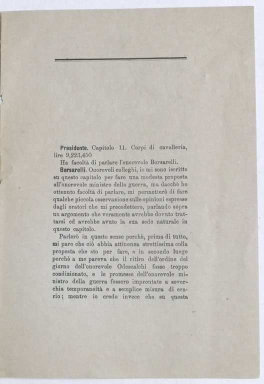 Camera dei Deputati - Discorso pronunciato dal deputato Borsarelli - …