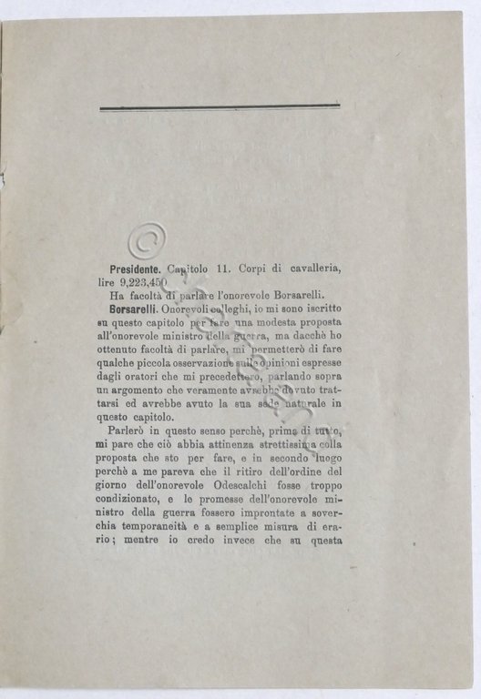 Camera dei Deputati - Discorso pronunciato dal deputato Borsarelli - …