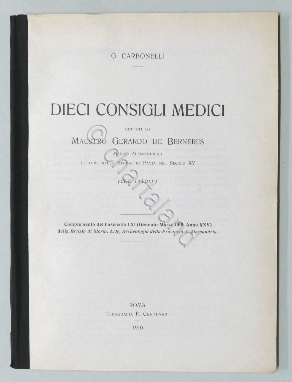 Carbonelli - Dieci consigli medici maestro Gerardo De Berneriis secolo … | Immagine principale