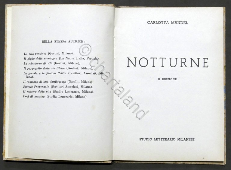 Carlotta Mandel - Notturne - ed. 1943 - Autografo autrice