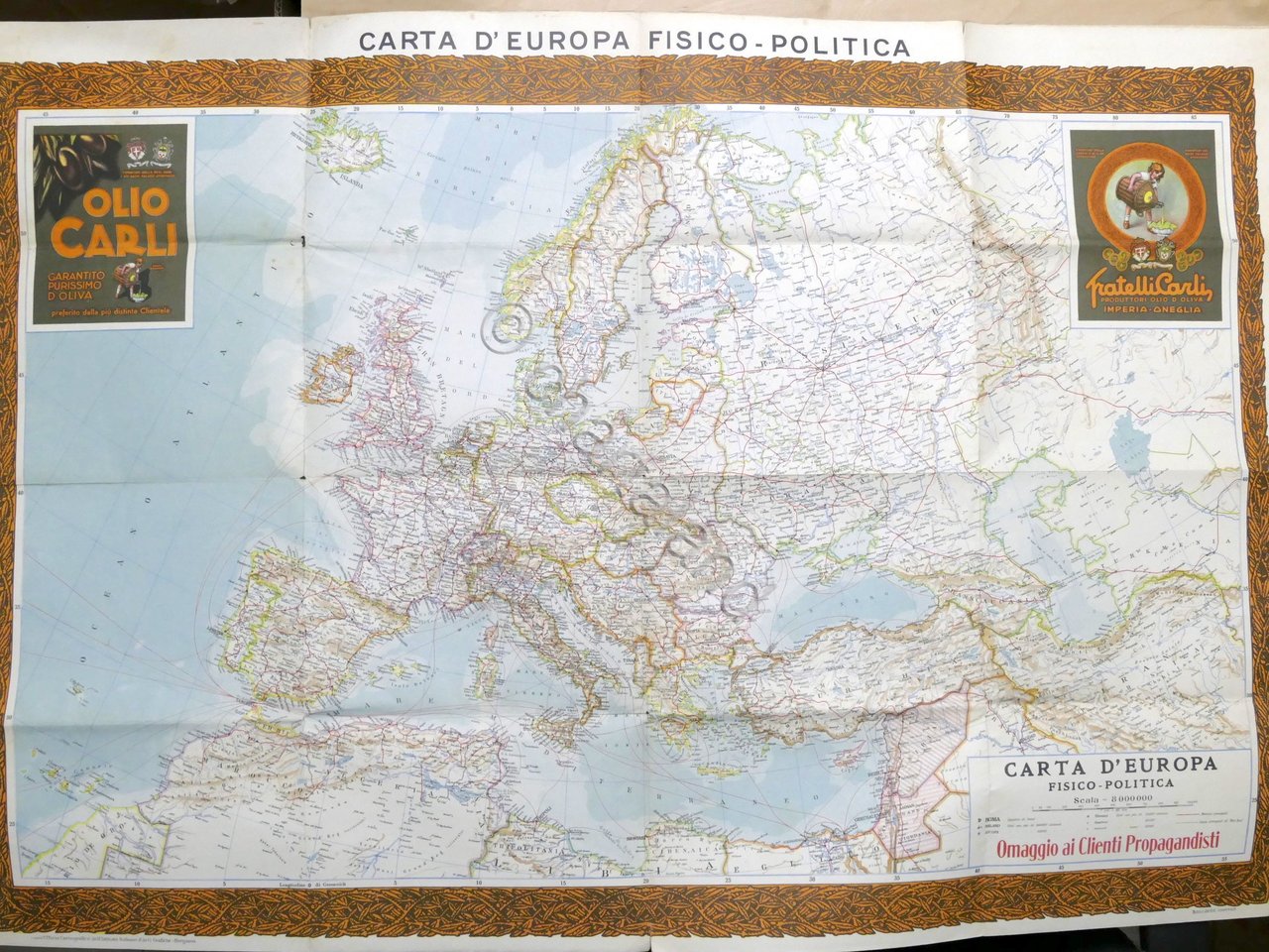 Carta d'Europa fisico-politica - Omaggio ai clienti Olio Carli - …