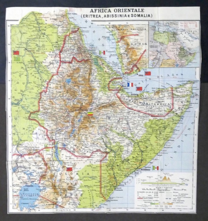 Carta geografica - Africa Orientale - Eritrea, Abissinia e Somalia - 1930 ca.