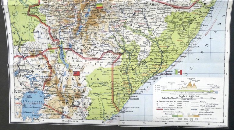 Carta geografica - Africa Orientale - Eritrea, Abissinia e Somalia …