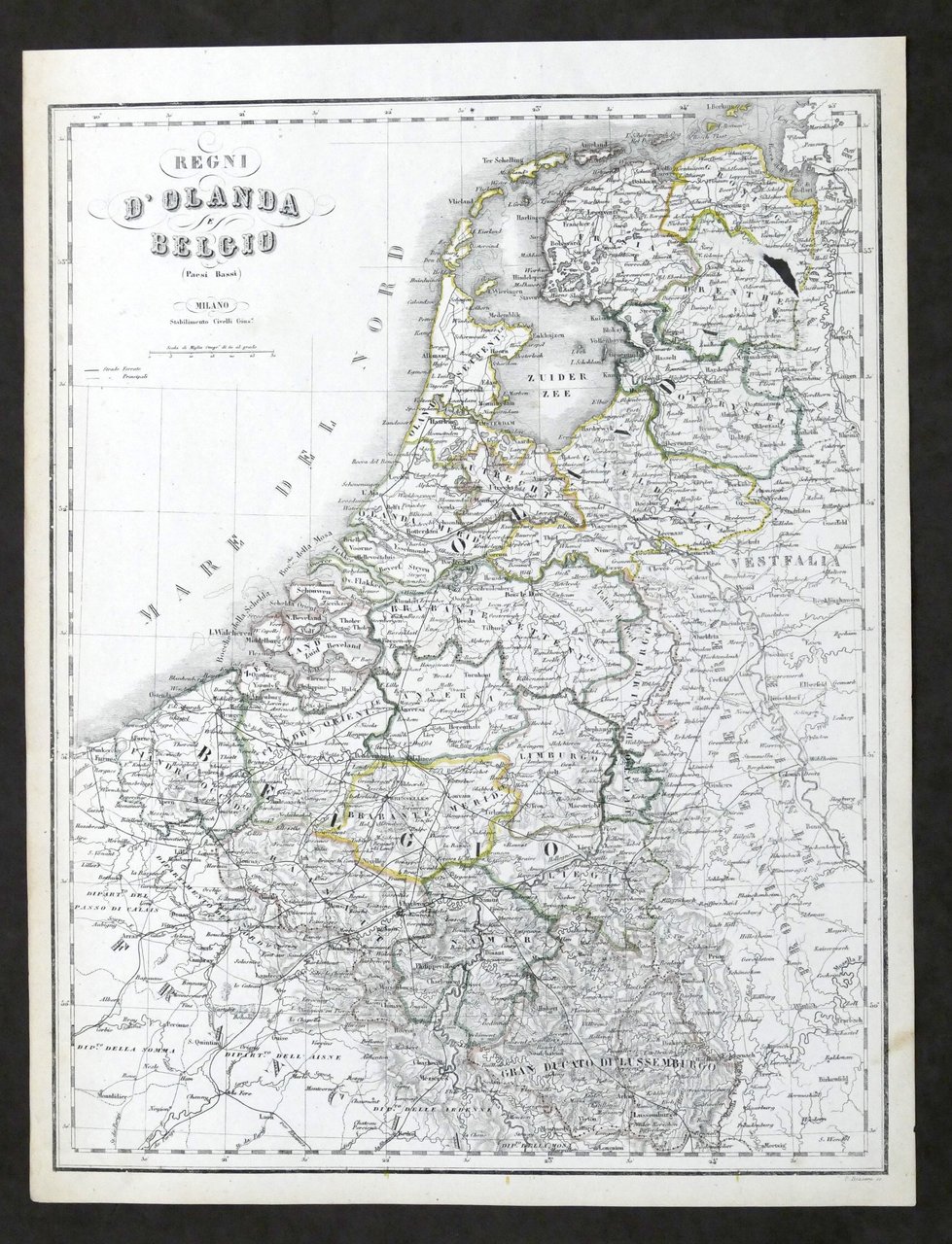 Carta geografica - Regni Olanda e Belgio - Stabilimento Civelli …