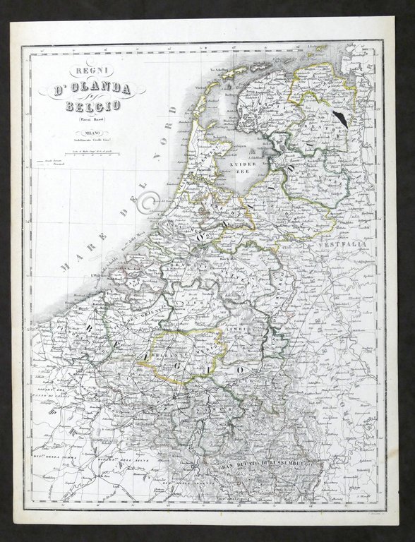 Carta geografica - Regni Olanda e Belgio - Stabilimento Civelli …