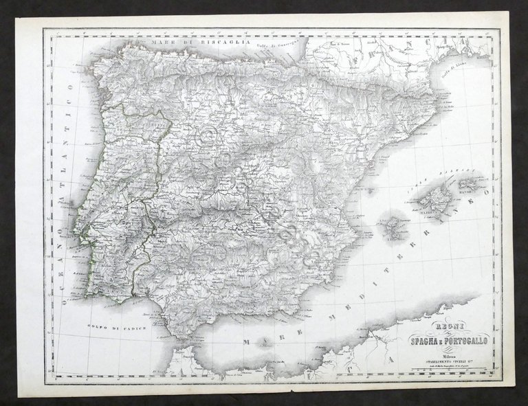 Carta geografica - Regni Spagna e Portogallo - Stabilimento Civelli …