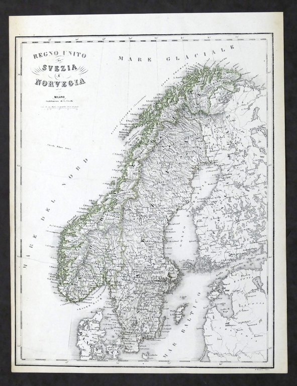 Carta geografica - Regno di Svezia e Norvegia - Stabilimento Civelli - 1880 ca.