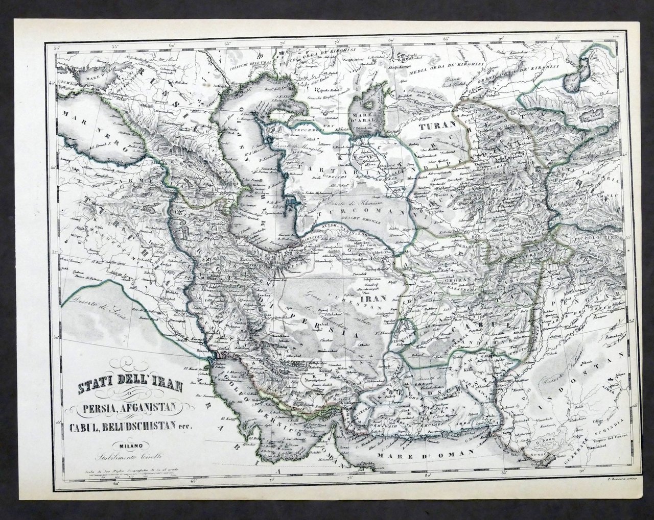 Carta geografica - Stati dell'Iran - Stabilimento Civelli - 1880 …