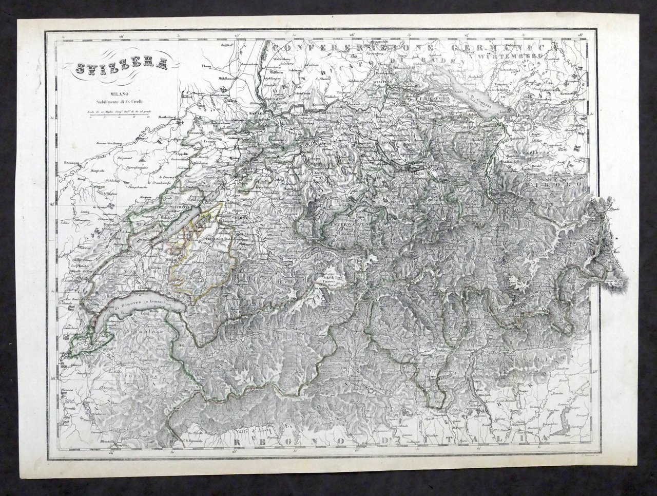 Carta geografica - Svizzera - Stabilimento Civelli - 1880 ca.