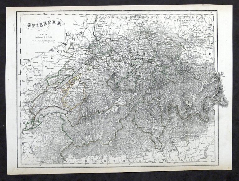 Carta geografica - Svizzera - Stabilimento Civelli - 1880 ca.