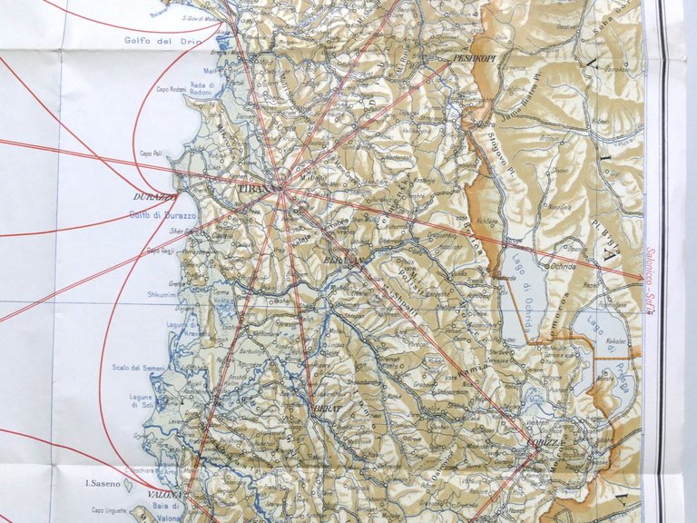 Carta geografica Albania - Omaggio rivista Emporium - 1940