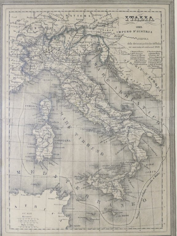 Carta geografica d'Italia - Divisioni politiche nei suoi naturali confini …